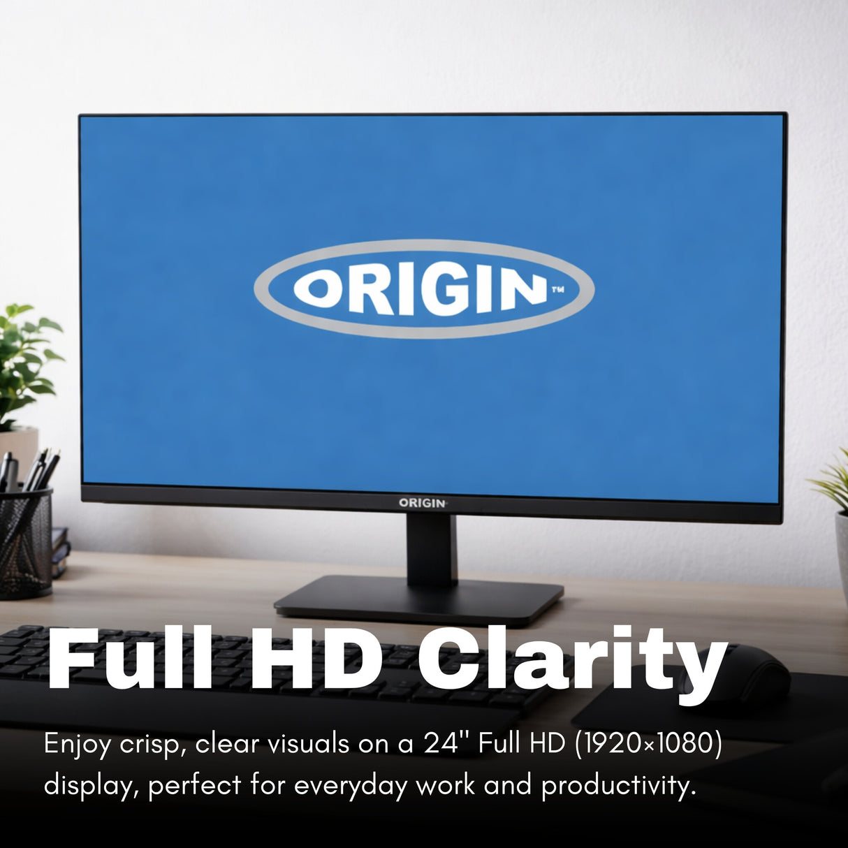 Origin Storage 24inch LED 1080p HD Monitor with VGA/HDMI/DP & Height Adjustable
