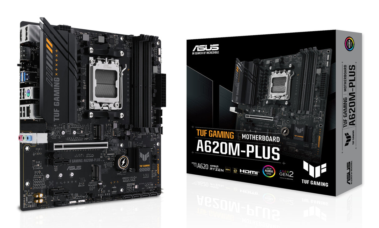Asus TUF GAMING A620M-PLUS, AMD A620, AM5, Micro ATX, 4 DDR5, HDMI, 2 DP, LAN 2,5G, PCIe4, 2x M.2