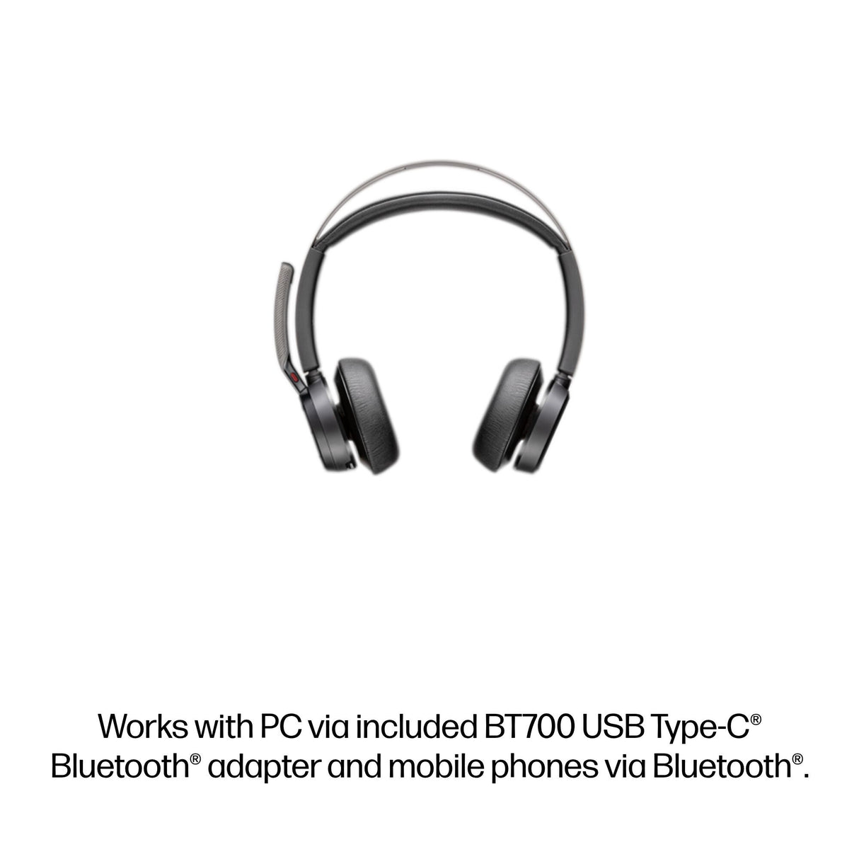 HP Poly Voyager Focus 2 Microsoft Teams Certified USB-C-C Headset +USB-C/A Adapter +Charging Stand