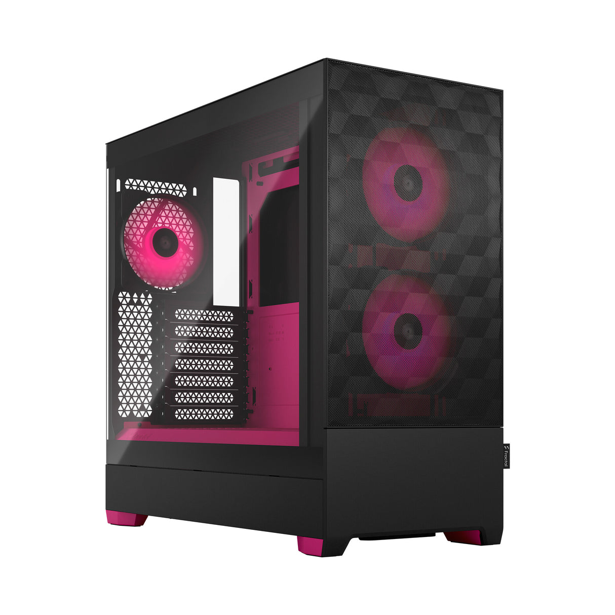 Fractal Design Pop Air RGB (Magenta Core TG) Boîtier de jeu avec fenêtre en verre transparent, ATX, façade en maille hexagonale, intérieur/accents magenta, 3 ventilateurs RVB et contrôleur ARGB