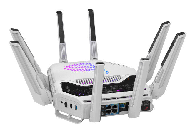 ASUS ROG Rapture GT-BE19000AI wireless router 10 Gigabit Ethernet Tri-band (2.4 GHz / 5 GHz / 6 GHz) White