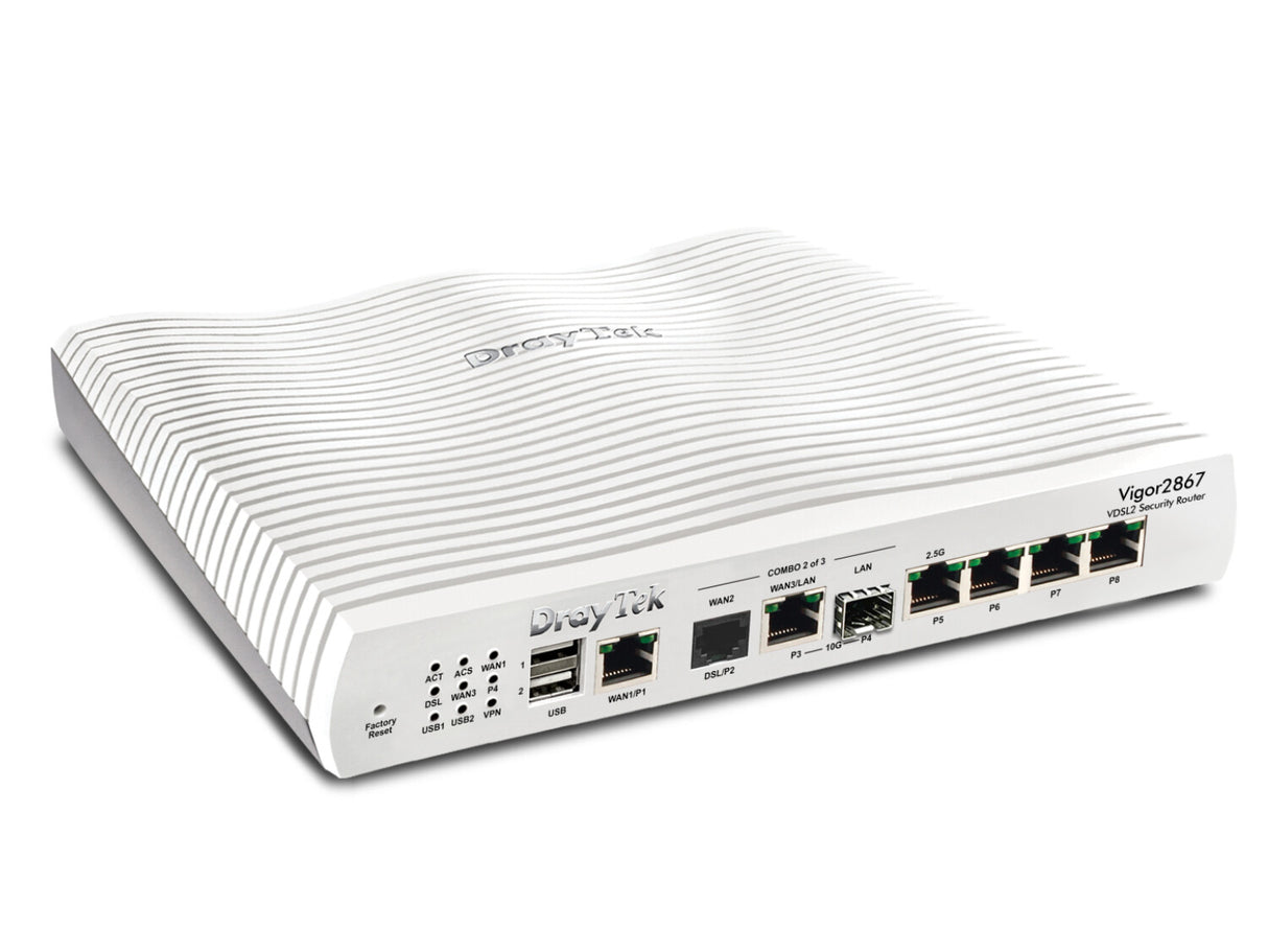 DrayTek Vigor 2867 wired router 10 Gigabit Ethernet, Gigabit Ethernet, 2.5 Gigabit Ethernet White