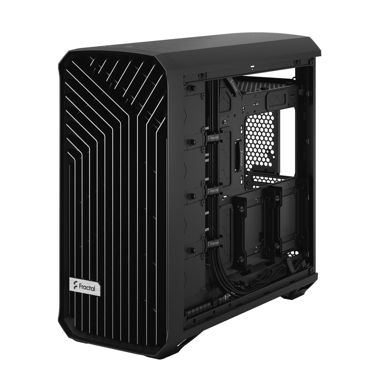 Fractal Design Torrent (Light TG) gabinete para juegos con ventanas de vidrio tintado claro, E-ATX, 5 ventiladores, concentrador de ventilador, tira RGB en cubierta de fuente de alimentación, rejilla frontal, USB-C