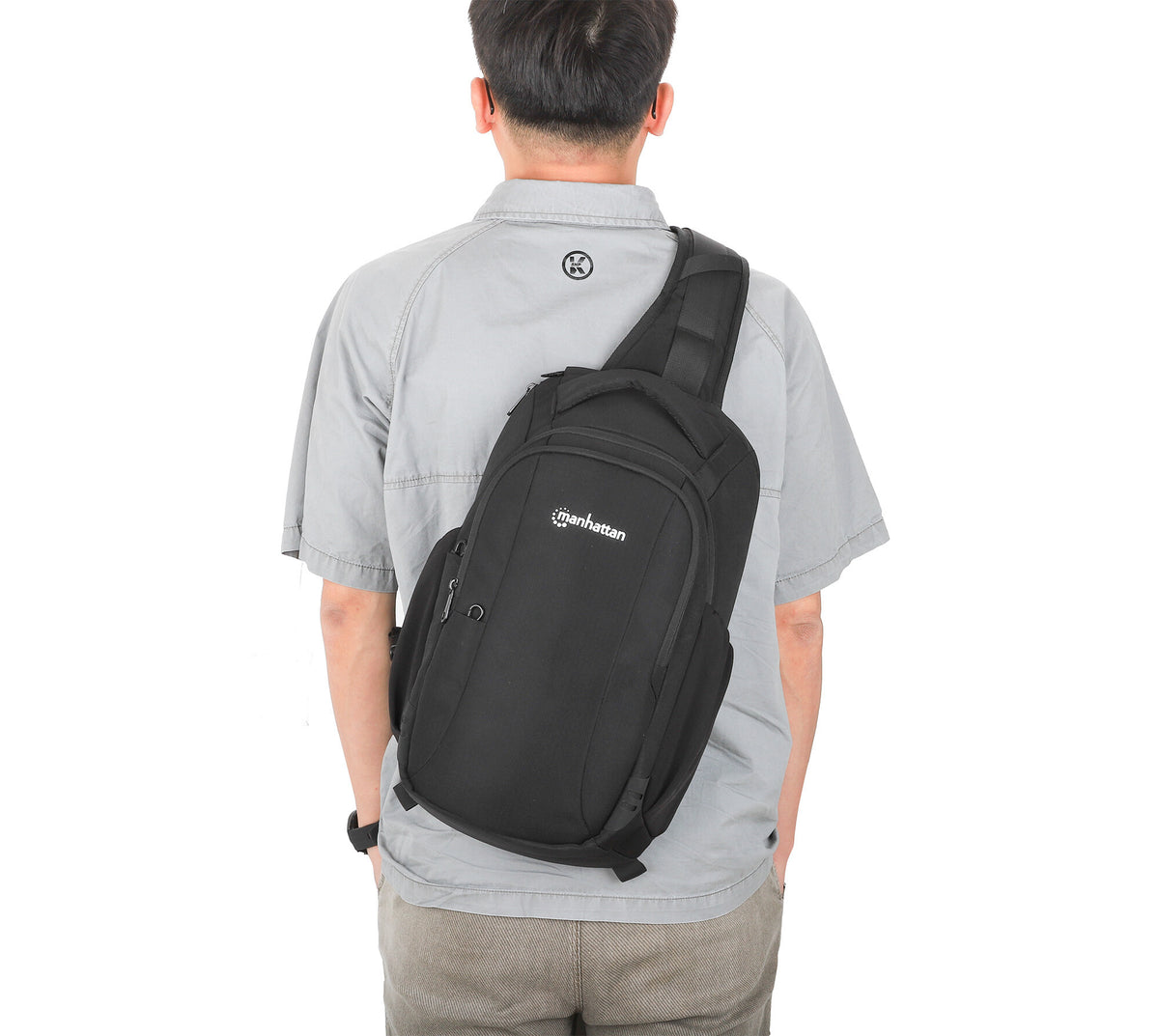 Manhattan Amsterdam Sling Backpack 13.3", Anti Theft, Black, Top Load Backpack, Carrier with Single Shoulder Strap for Notebooks and Tablets up to 13.3", Premium Padding, Front and Multiple Interior Pockets, Water-Resistant, Three Year Warranty