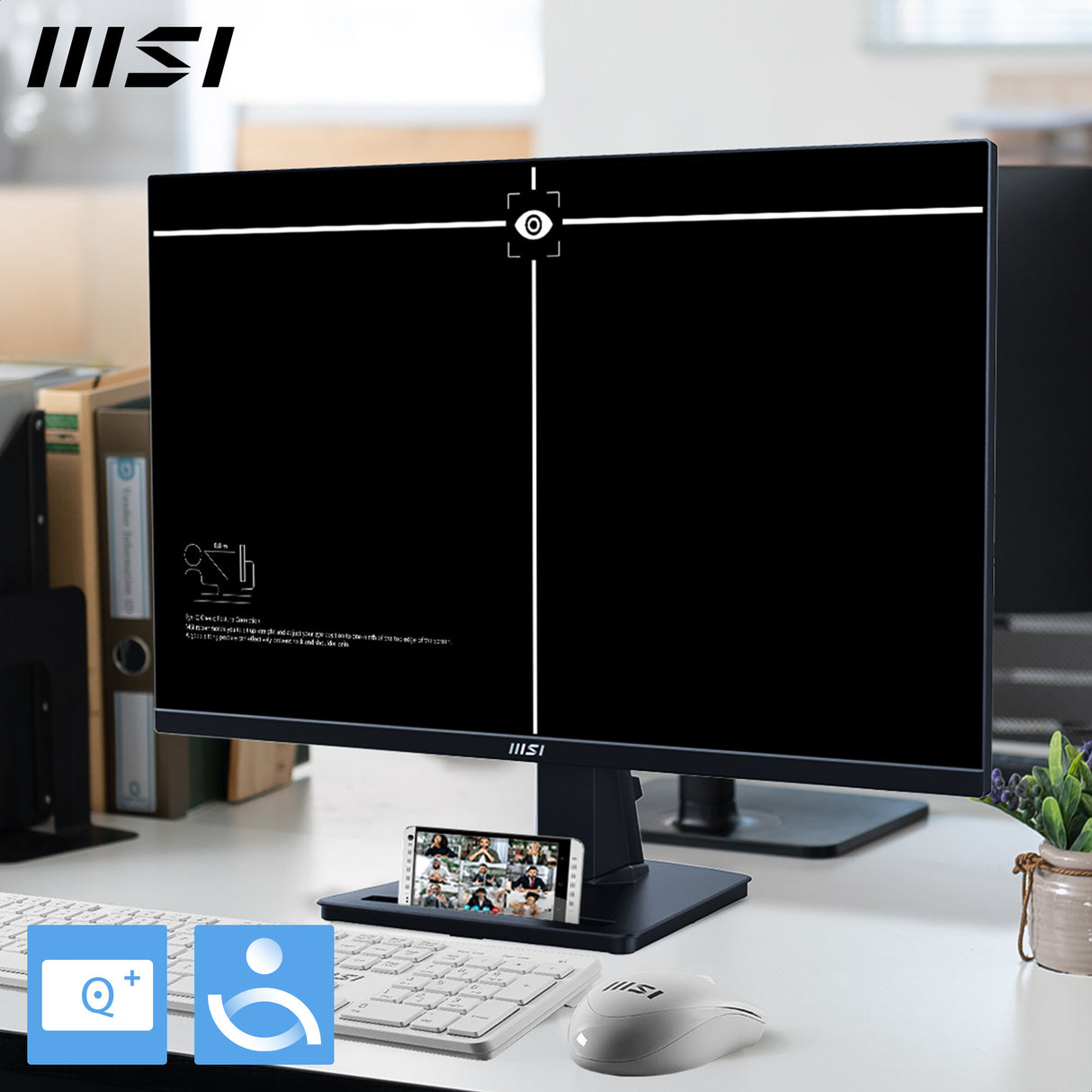 MSI Pro MP245G 24 Inch Monitor, FHD (1920 x 1080), 100Hz, IPS, 1ms, 1x HDMI 1.4b, 1x DP 1.2a output, 1x D-Sub(VGA), Built-in Speakers, Anti-Glare, Anti-Flicker, Less Blue light, TÜV Certified, VESA, Kensington, Black