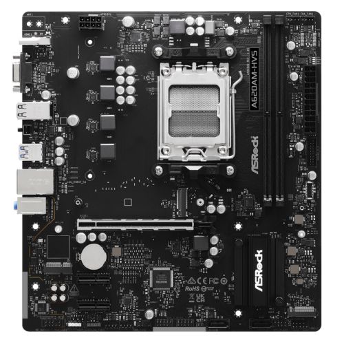 Asrock A620AM-HVS, AMD A620A, AM5, Micro ATX, 2 DDR5, VGA, HDMI, GB LAN, 2x M.2