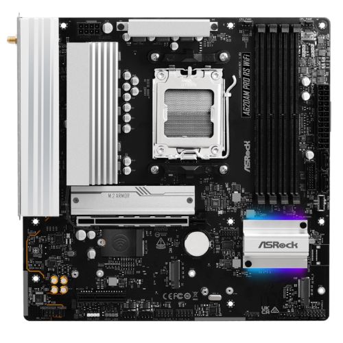 ASRock A620AM Pro RS WiFi AMD Socket AM5 Motherboard, 4x DDR5 Slots, 3x M.2 Socket, 2.5GbE LAN, Wi-Fi 6E, 1x HDMI Port / 1x DisplayPort