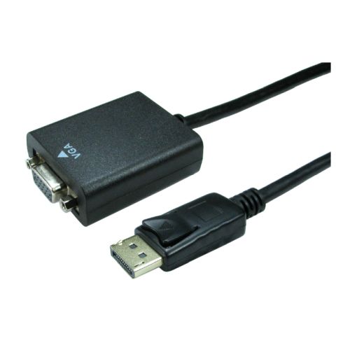TARGET HDHDPORT-VGACAB Converter Adapter, DisplayPort 1.2 (M) to VGA (F), 0.15m Cabled Adapter, Black, 2048x1152 Max Resolution Support, Supports up 1080p at 50/60hz