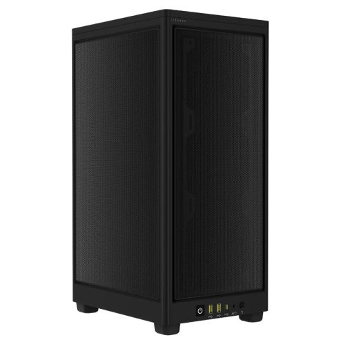 Caja para juegos Corsair 2000D Airflow Mini ITX, paneles de malla de acero, hasta 8 ventiladores, soporte para GPU de triple ranura, USB-C, requiere fuente de alimentación SFX/SFX-L, negro
