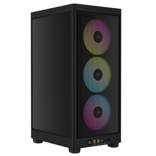 Corsair iCUE 2000D RGB Airflow Mini ITX Boîtier de jeu, panneaux en maille, 3 ventilateurs RVB, prise en charge GPU triple emplacement, USB-C, contrôleur RVB, nécessite un bloc d'alimentation SFX/SFX-L, noir
