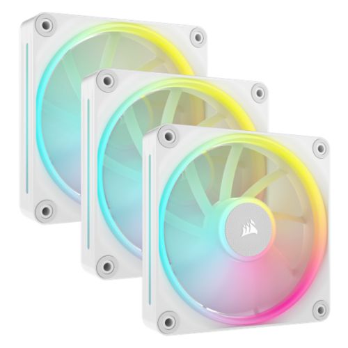 Corsair iCUE LINK LX120 120mm PWM RGB Case Fans (3-Pack), 18 RGB LEDs, Magnetic Dome Bearing, 2400 RPM, iCUE LINK Hub Included, White