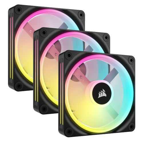 Corsair iCUE LINK QX120 120mm PWM RGB Case Fans (3 Pack), 34 RGB LEDs, Magnetic Dome Bearing, 2400 RPM, iCUE LINK Hub Included, Black