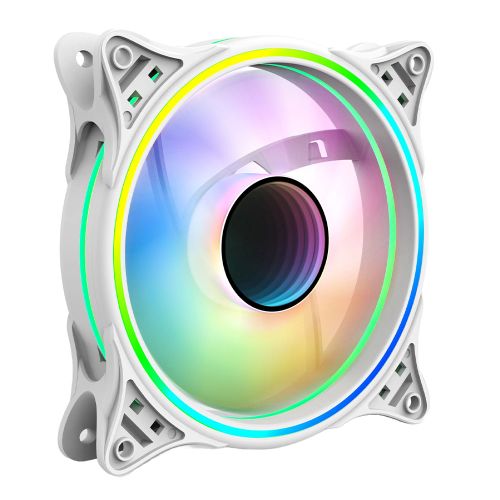 Vida Infinity01 120mm ARGB Dual Ring PWM Case Fan, Hydraulic Bearing, Infinity Mirror Effect, 500-1500 RPM, White