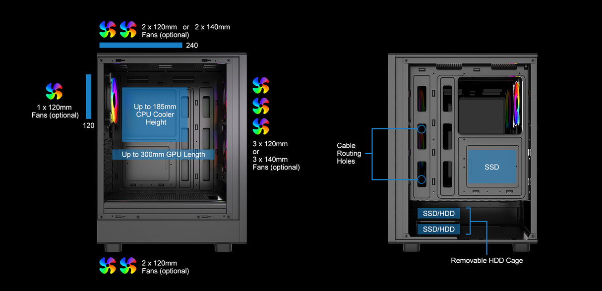 VIDA SPIRE ATX BLACK GAMING CASE Desktop