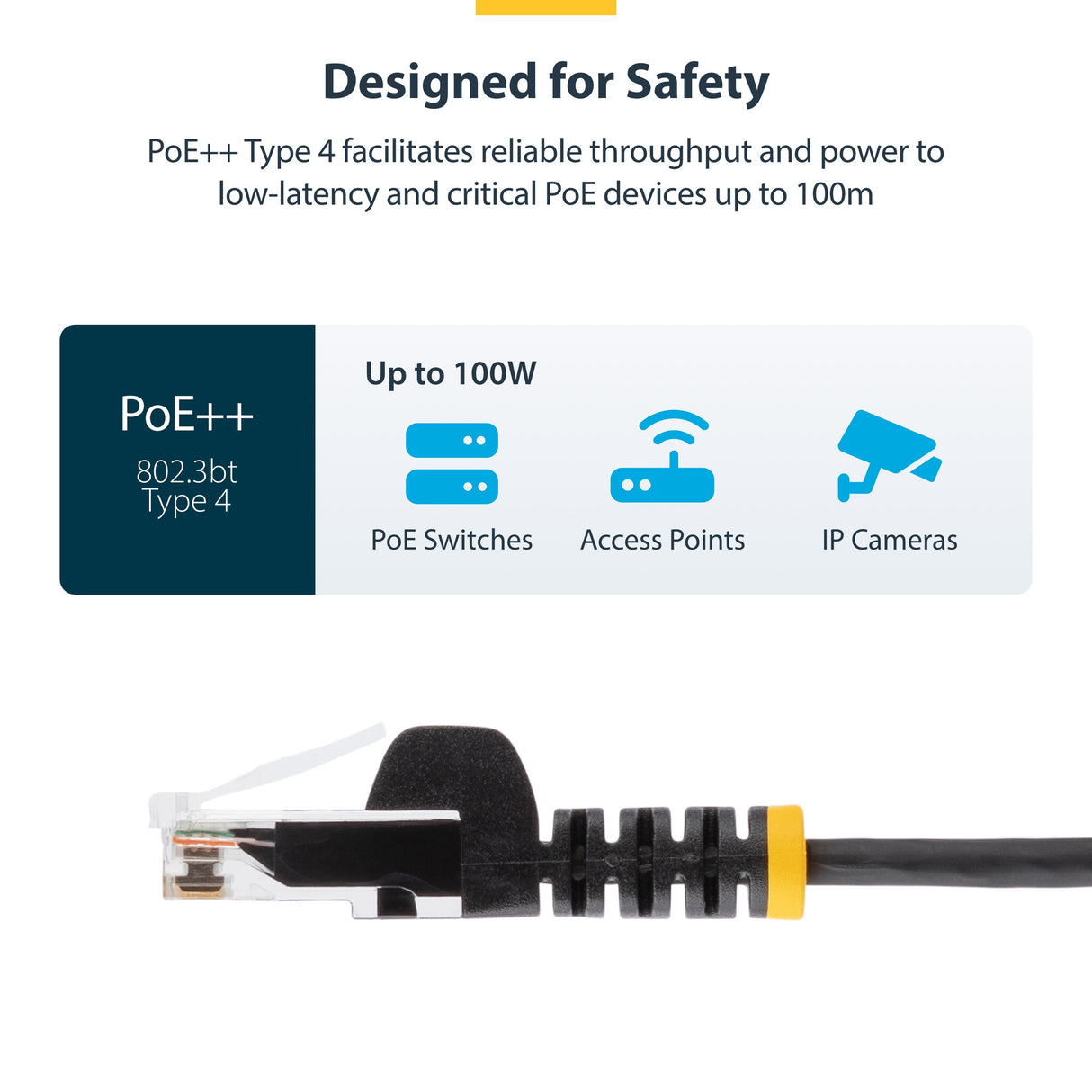 StarTech.com 7m Yellow Slim CAT6 Ethernet Cable, Snagless, 100W PoE, UTP, LSZH, 28AWG Pure Bare Copper Wire, Slim RJ45 Network Patch Cord w/Strain Reliefs, Fluke Tested