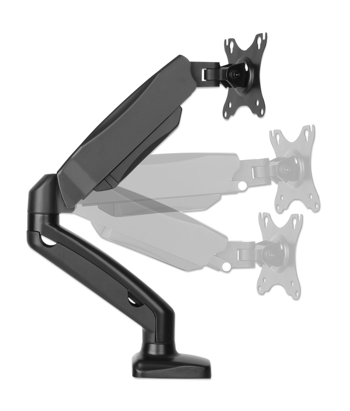 Manhattan Desk Mount for TV & Monitors (Full Motion Spring), For screens 13" to 27", C-Clamp or Grommet Assembly, VESA compatability: 75x75mm and 100x100mm - check the dimensions of the four mounting holes on back of screen to ensure it fits, Max 9kg, Bla