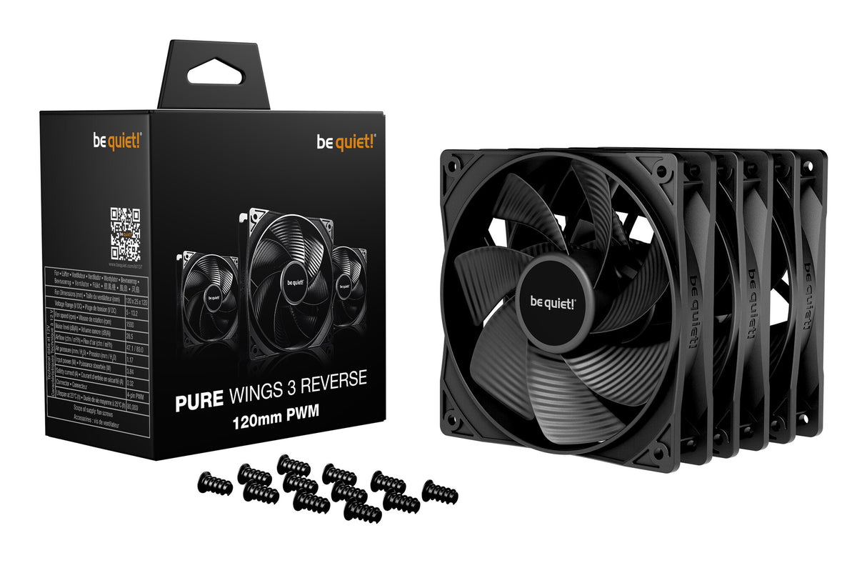 be quiet! Pure Wings 3 120 mm PWM Reverse Triple Pack Black Computer case Fan 12 cm 3 pc(s)
