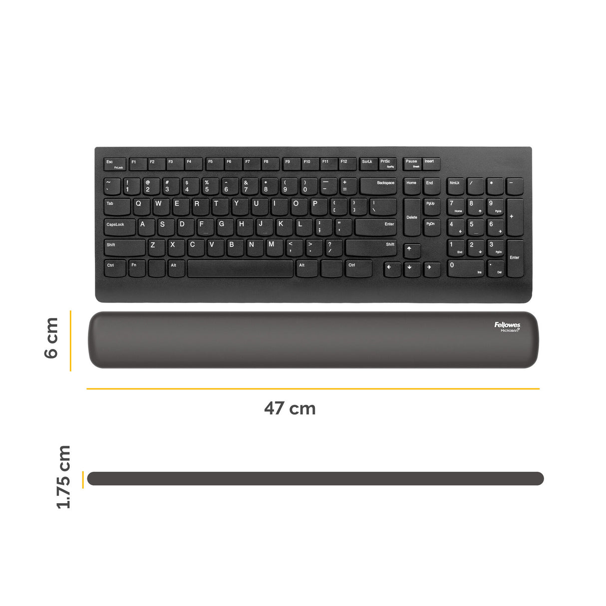 Fellowes Keyboard Wrist Rest Breyta Keyboard Wrist Support with Antibacterial Protection Ergonomic Wrist Support Black