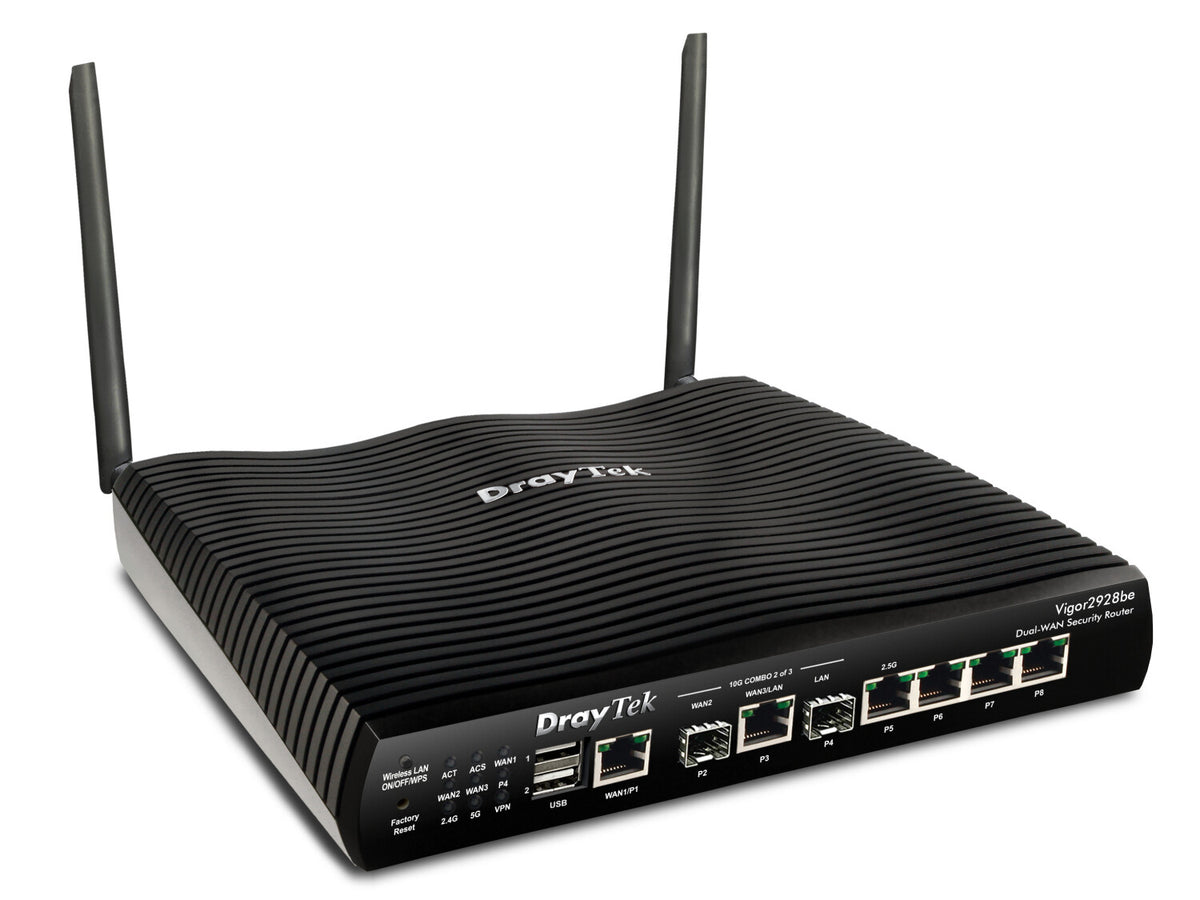 DrayTek Vigor 2928 Multi-Gigabit Multi-WAN FTTP Firewall VPN Router with BE7200 Wireless