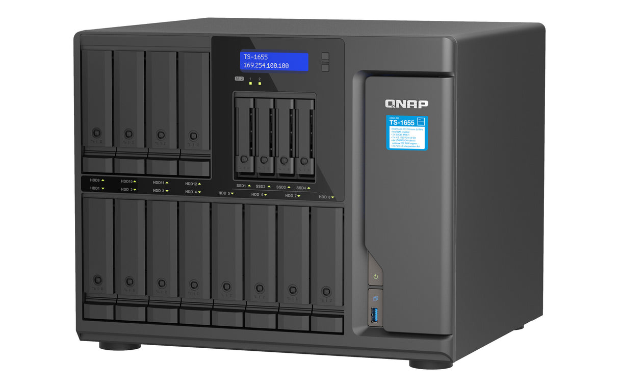 QNAP TS-1655 NAS Tower Intel Atom® C5125 8 GB DDR4 0 TB QNAP Turbo System Black