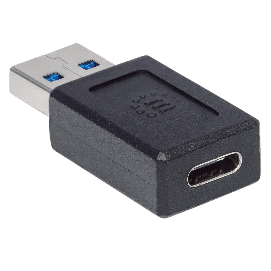 Manhattan USB-C Female to USB-A Male Adapter, USB 3.2 Gen 2 (formerly USB 3.1 Gen 2), 10 Gbps, SuperSpeed+ USB, Black, Lifetime Warranty