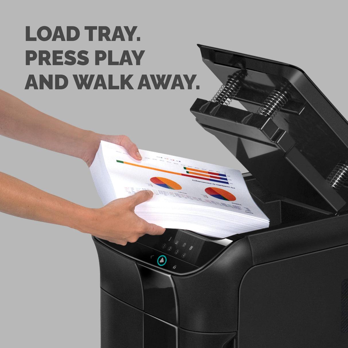 Fellowes Paper Shredder 350 Sheet Auto Feed Cross Cut Shredder AutoMax 350C Shredder with 68 Litre Bin High Security P4