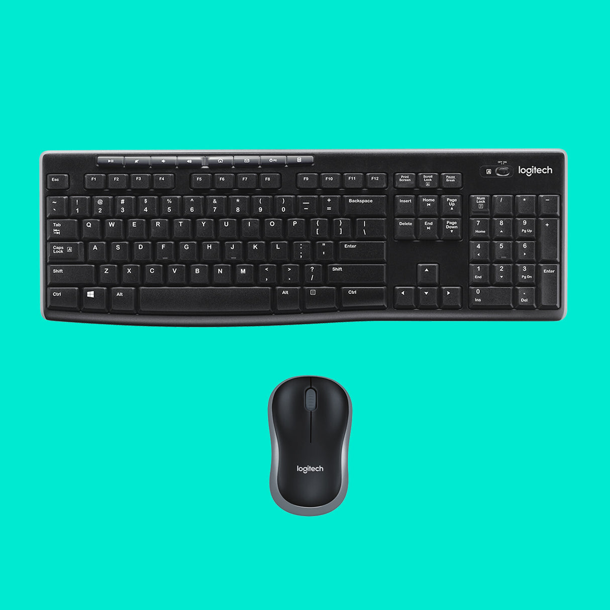 Logitech Wireless Combo MK270 keyboard Mouse included Home RF Wireless QWERTY US International Black, Silver