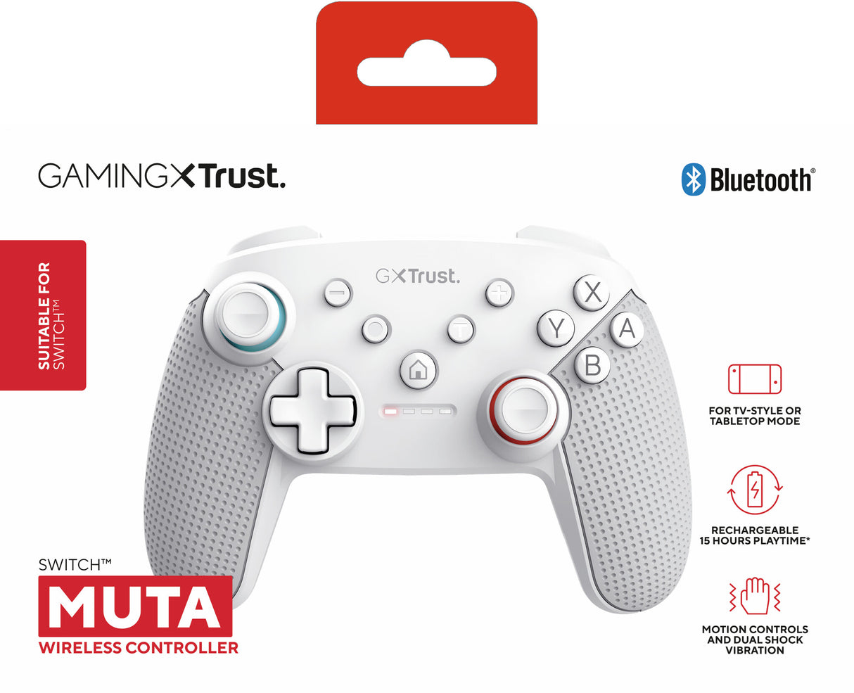 Trust GXT 1246W MUTA White Bluetooth Gamepad Nintendo Switch, Nintendo Switch Lite