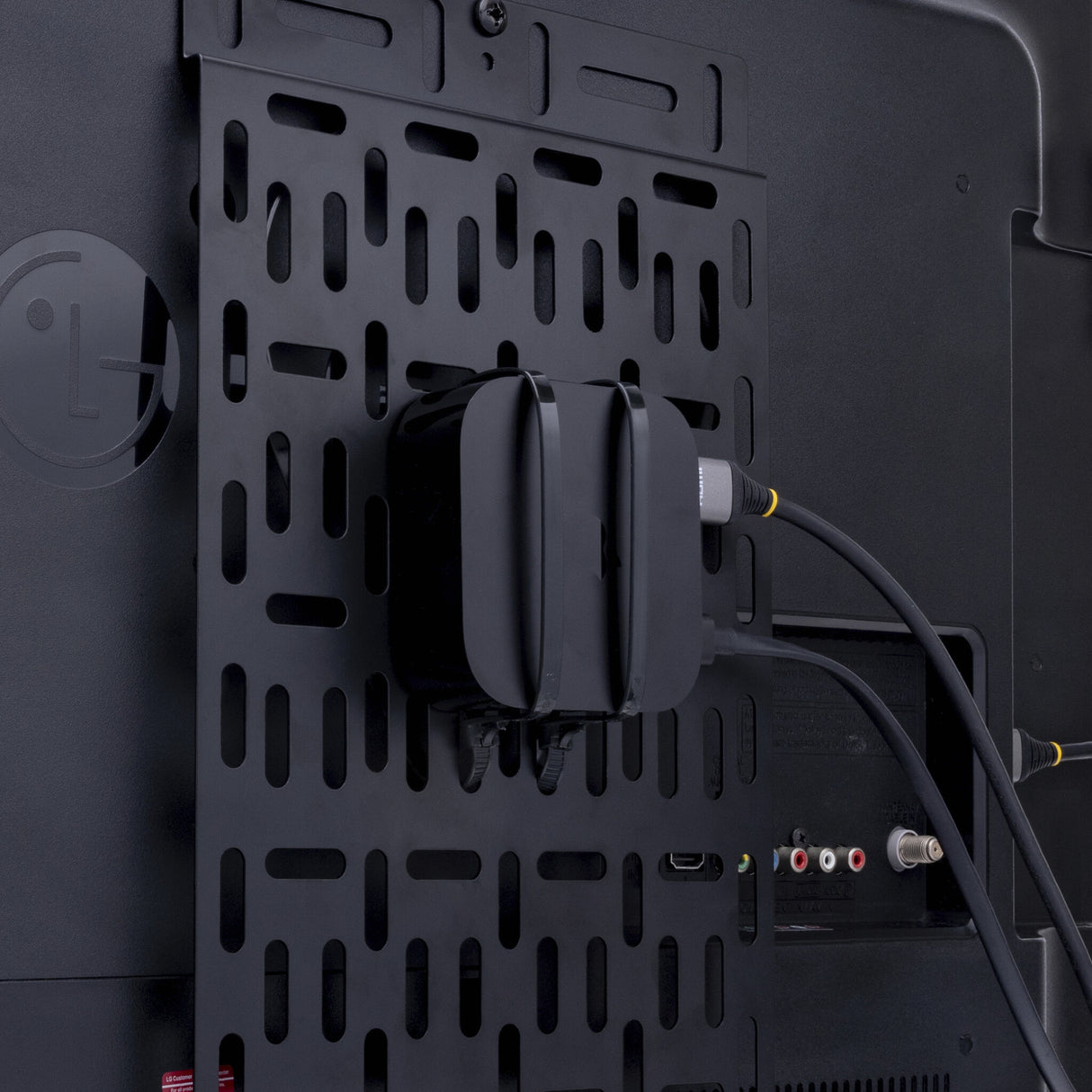 StarTech.com Universal TV Accessory Mount - Adjustable TV & Wall Mount Bracket - Media Players/Router/Modem/AV Switches & Extenders/Apple TV - Hidden Cable Box Mount Behind TV - 11lb (5kg)