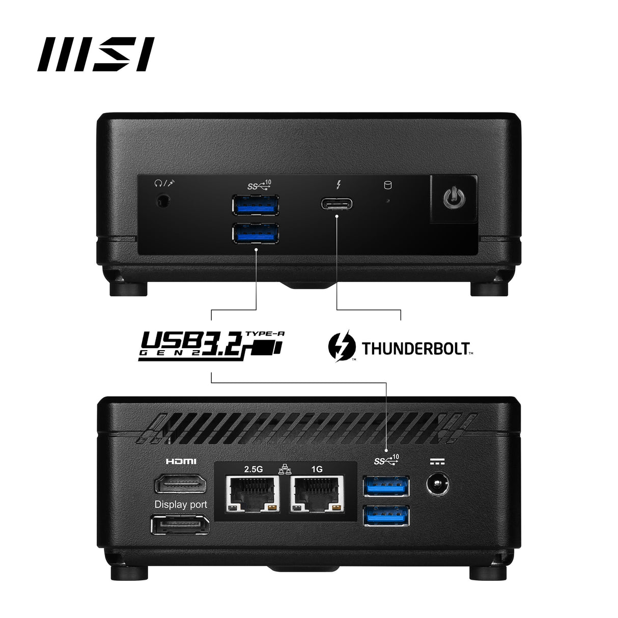 MSI Cubi 5 12M Intel Core i7 1255U Barebone, NUC, SFF, Mini Computer, HTPC, (NO RAM, NO Storage, NO OS), IRIS XE Graphics/ThunderBolt 4/Type C/HDMI/DisplayPort/Dual LAN/WiFi 6E/BT 5.3/VESA