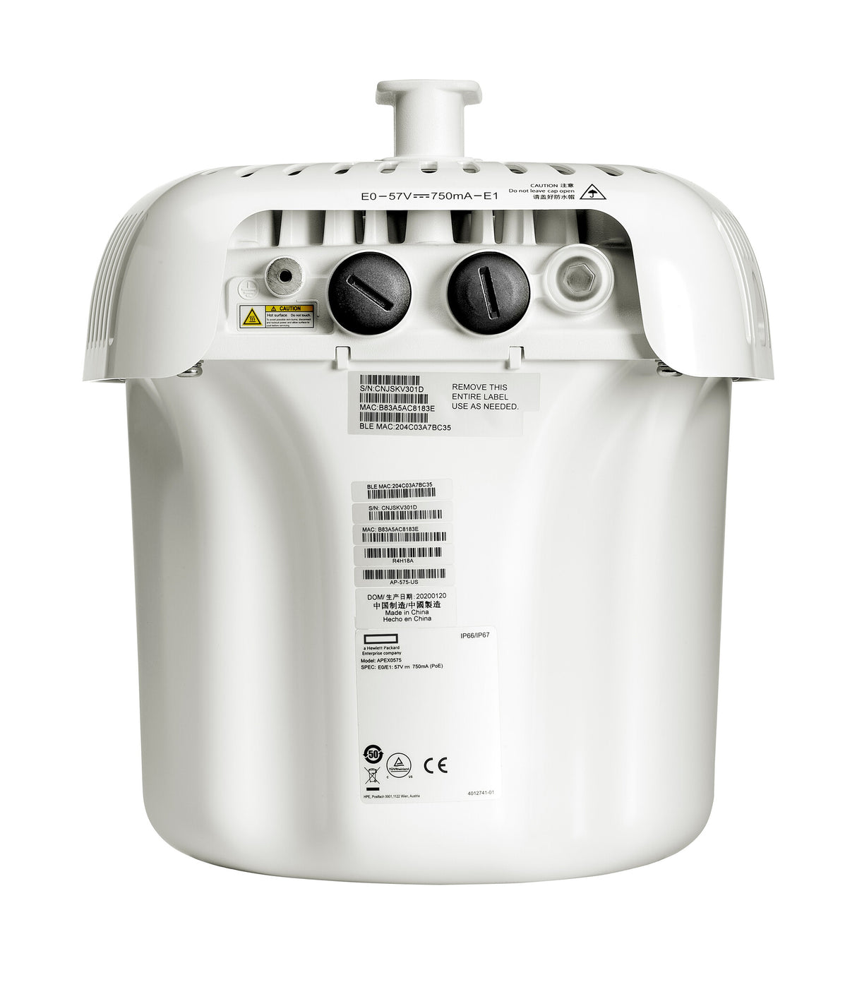 HPE Aruba Networking AP-575 (RW) 802.11ax 2x2/4x4 Dual Radio Integrated Omni Antennas Outdoor AP