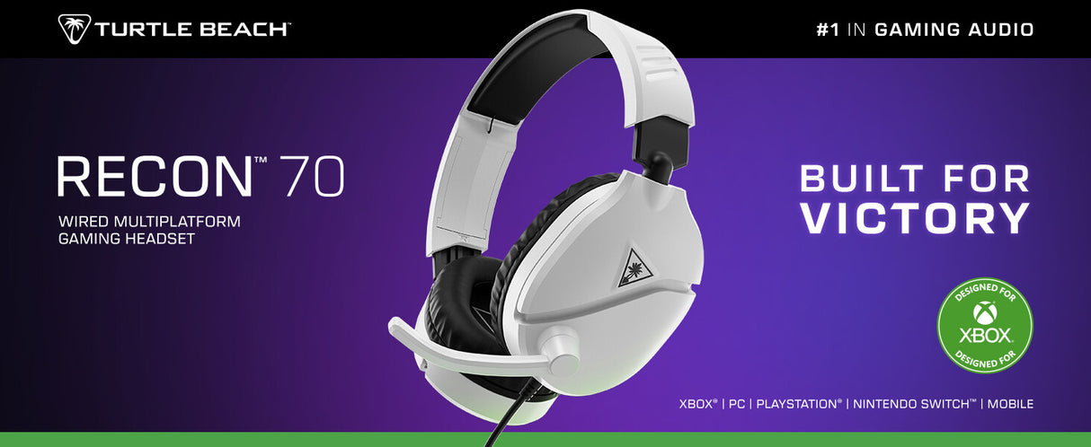 Turtle Beach Recon 70 White Xbox Wired Gaming Headset. Officially Licensed for Xbox Series X or S and Xbox One