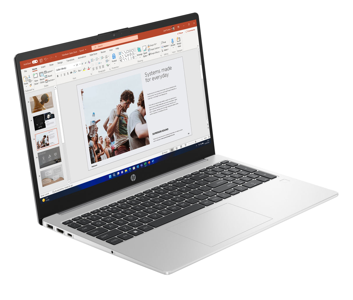 HP 255 G10 AMD Ryzen™ 5 7530U Laptop 39.6 cm (15.6") Full HD 8 GB DDR4-SDRAM 256 GB SSD Wi-Fi 6 (802.11ax) Windows 11 Pro Silver