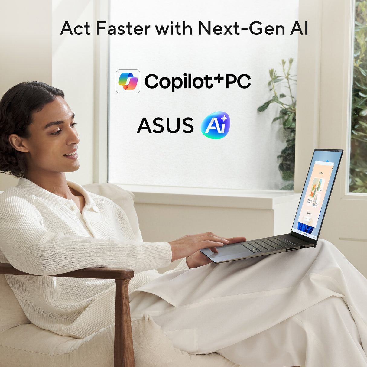 ASUS Zenbook S16 UM5606GA-SR040W Copilot+ PC AMD Ryzen™ AI 7 445 Laptop 40.6 cm (16") Touchscreen 3K 32 GB LPDDR5x-SDRAM 1 TB SSD Wi-Fi 7 (802.11be) Windows 11 Home White
