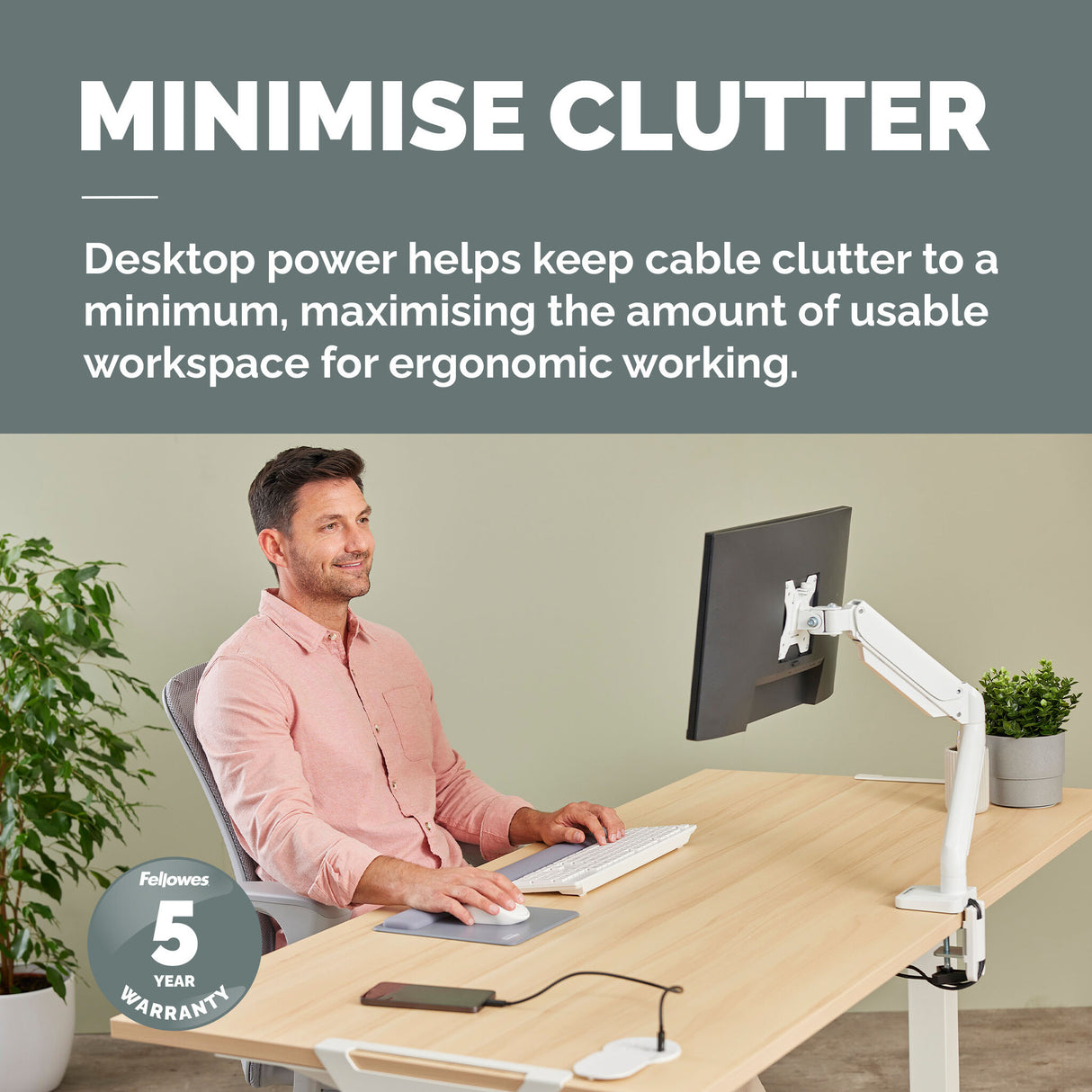 Fellowes Power Spot with 1 Power Socket & 1 USB-C Port White