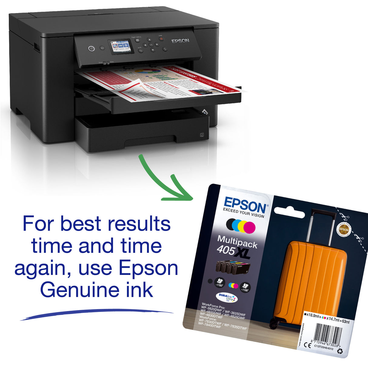 Imprimante jet d'encre Epson WorkForce Pro WF-7310DTWF C11CH70401, A3, double bac à papier, sans fil, Ethernet