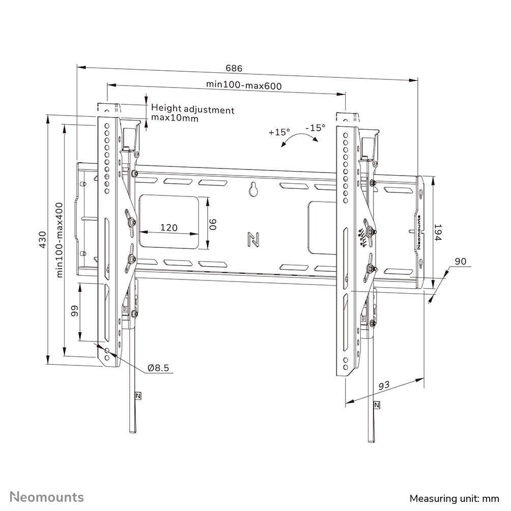 Neomounts WL35-750BL16 Heavy duty wall mount 42-86" - tilt - lockable - fast installation - TÜV