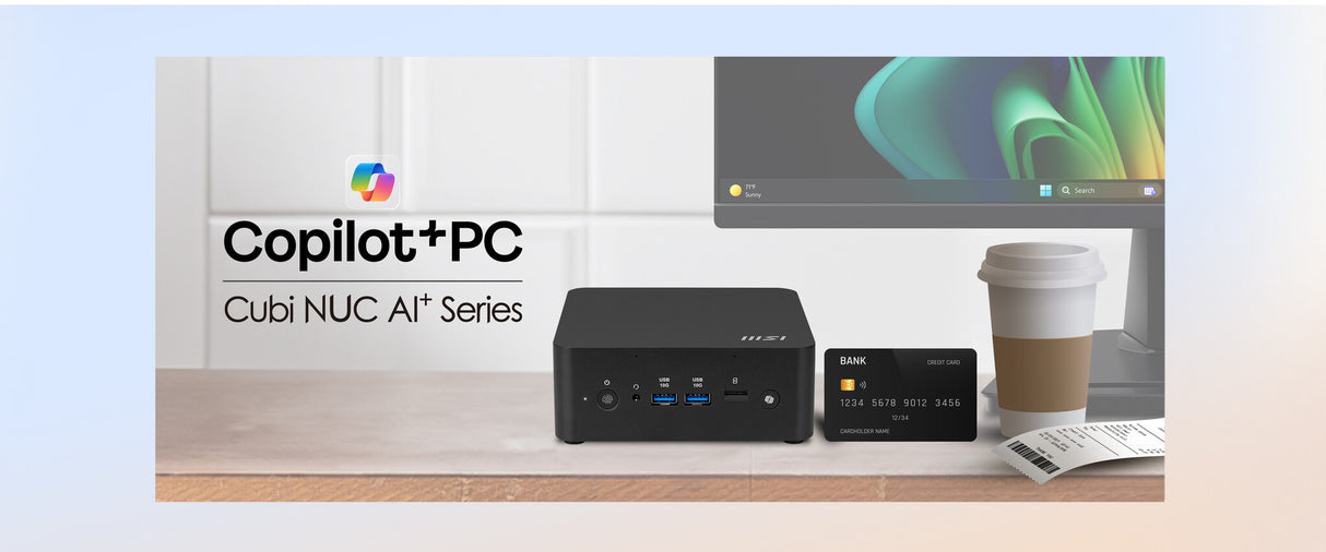 MSI Cubi NUC AI+ 2MG Intel Core Ultra 7 258V, Desktop PC, NUC, SFF, Mini Computer, HTPC, (32GB RAM, 1TB Storage, Windows 11 PRO NextGen Premium), Intel Arc Graphics/Embedded DDR5/Dual ThunderBolt 4/HDMI/Dual LAN/WiFi 6E/BT 5.3/VESA