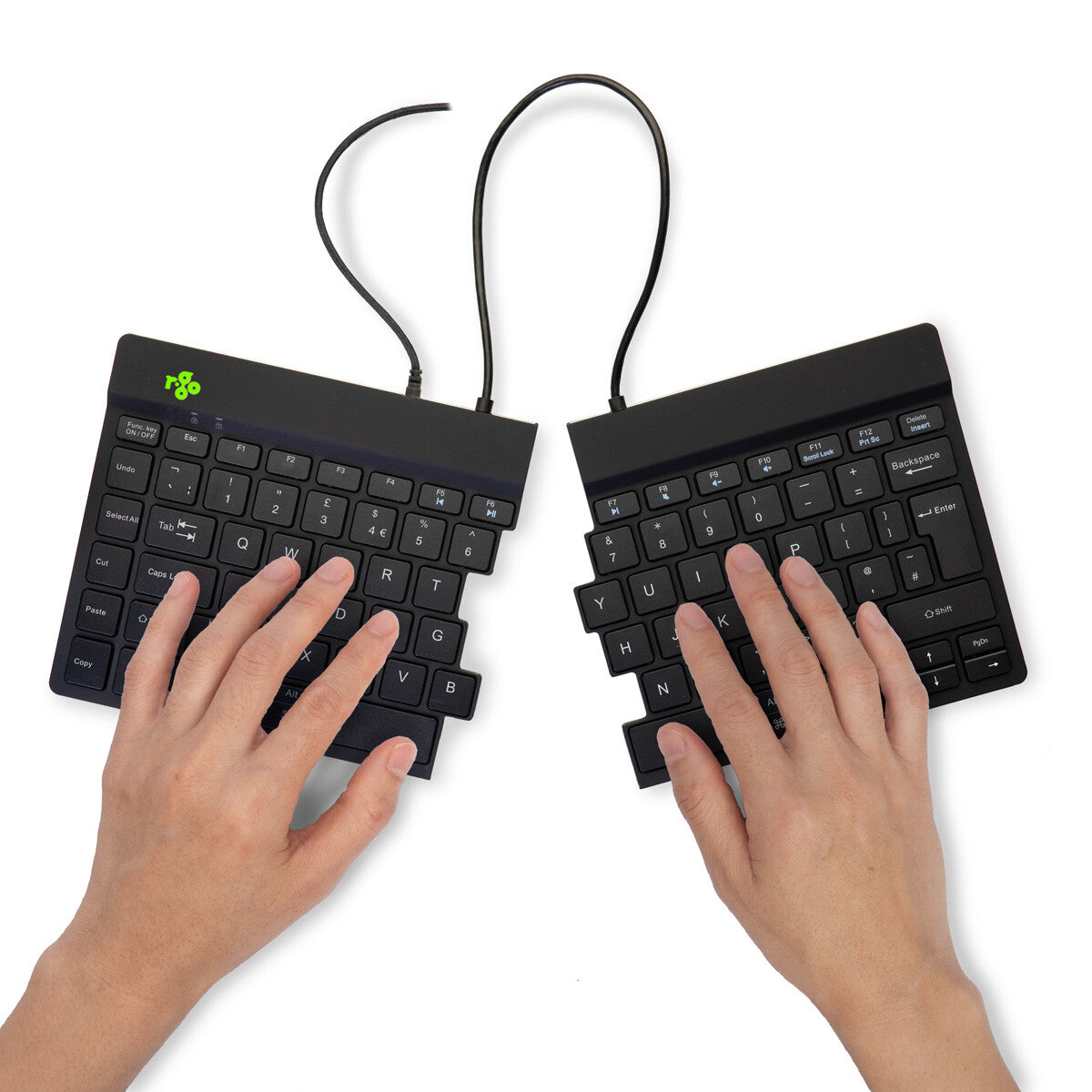 R-Go Tools Ergonomic keyboard R-Go Split Break v2 with break software, ergonomic split keyboard, QWERTY (UK), Wired, black
