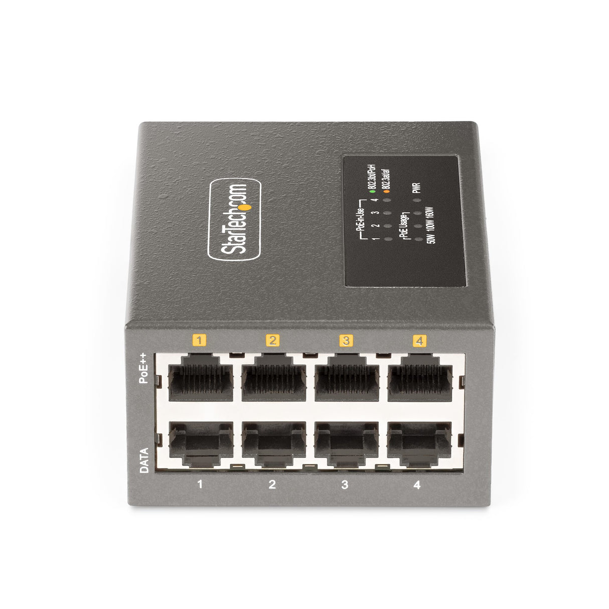 StarTech.com 4-Port Multi-Gigabit PoE++ Injector, 5/2.5/1G Ethernet (NBASE-T), PoE/PoE+/PoE++ (802.3af/802.3at/802.3bt), 160Watts Power Budget, Wall/DIN Rail Mountable, Unmanaged