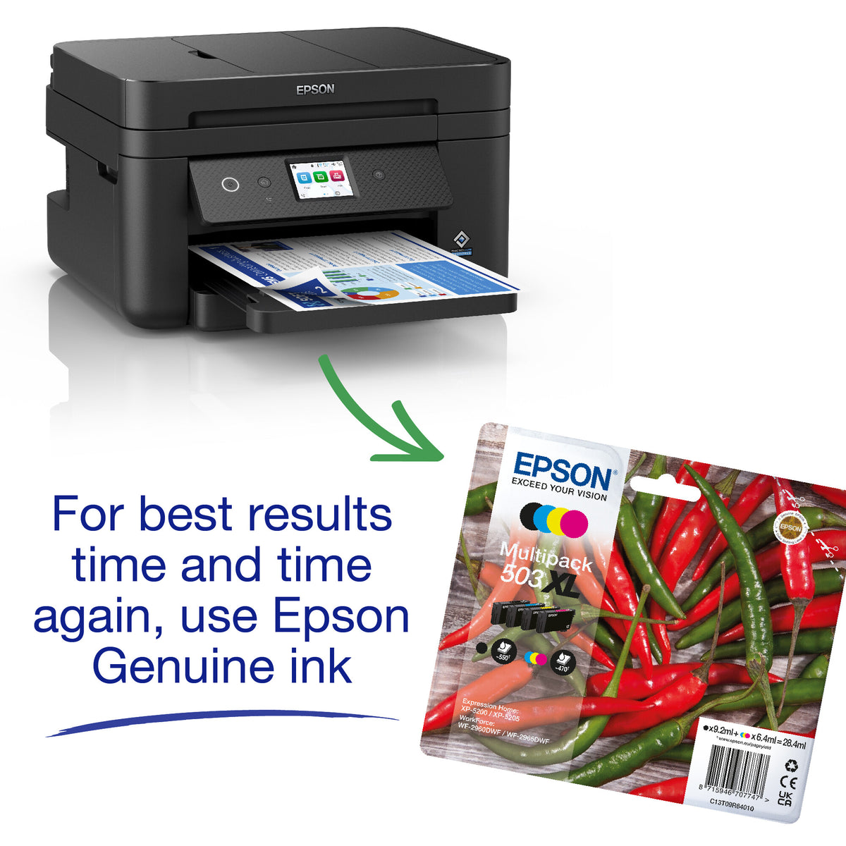 Epson WorkForce WF-2960DWF C11CK60401 Impresora InkJet, Multifunción, A4, WiFi/USB, Fax, Dúplex, Pantalla Táctil LCD