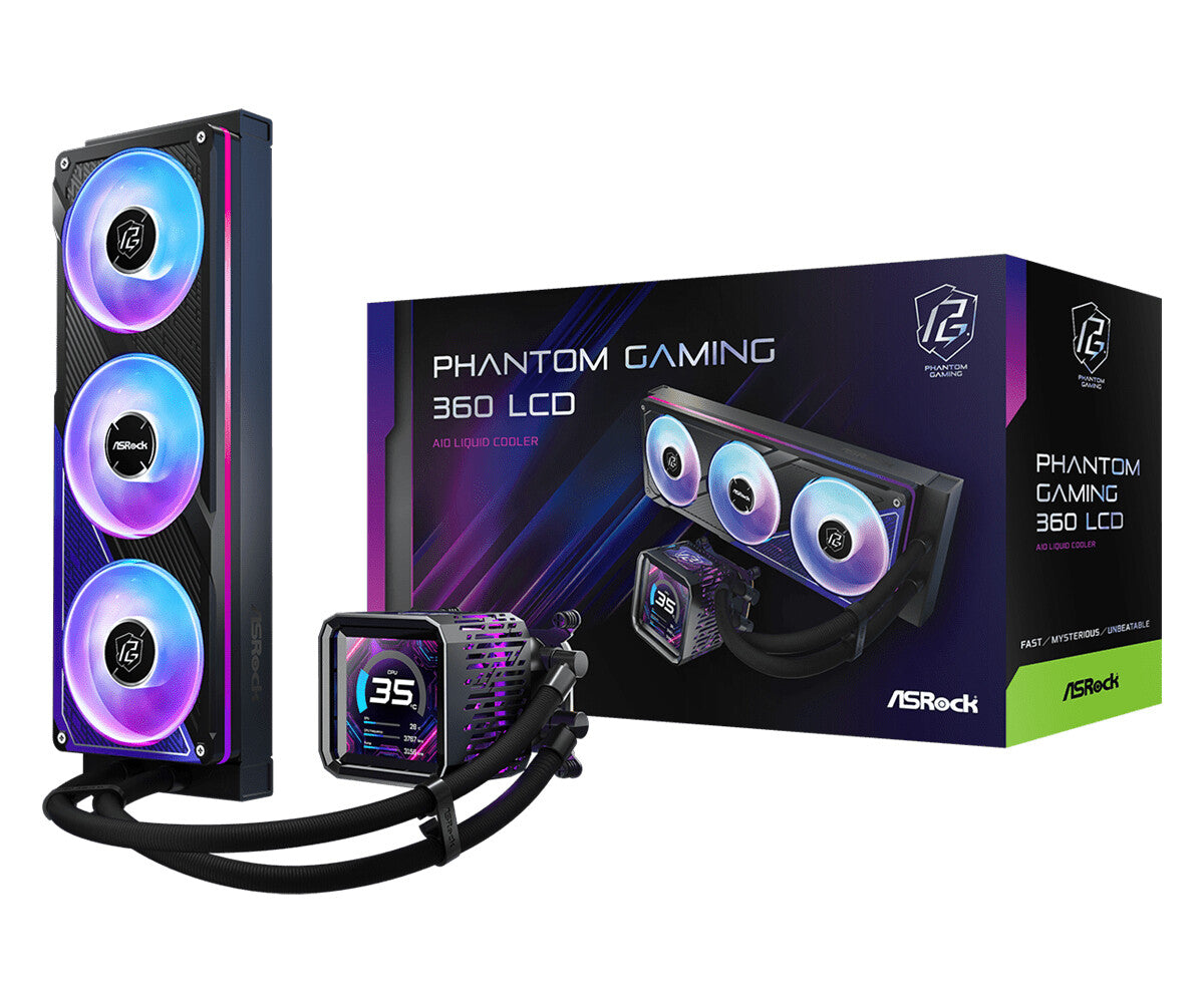 Asrock Phantom Gaming 360 LCD Processor Liquid cooling kit 12 cm Black