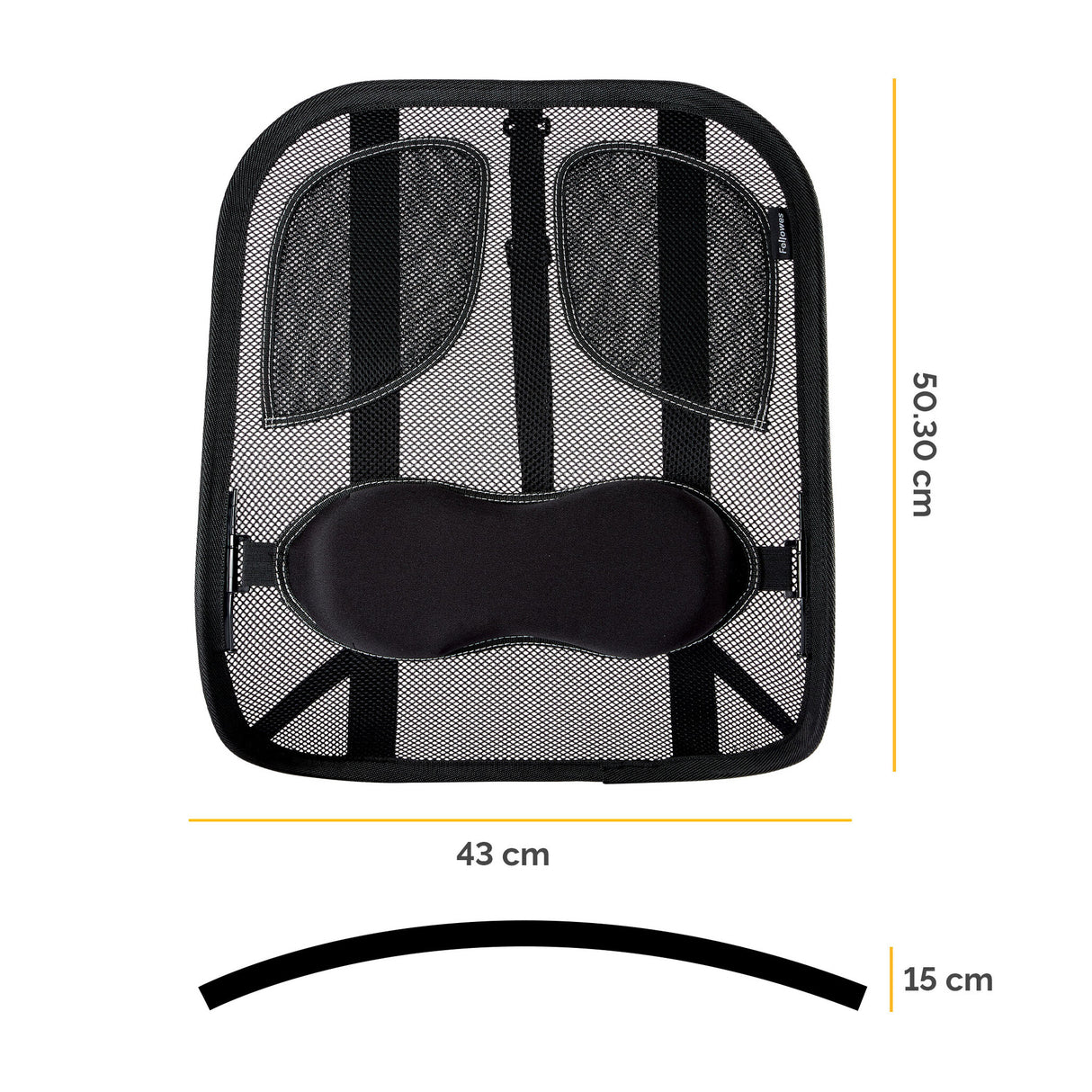 Fellowes Back Support for Office Chair - Professional Series Mesh Office Chair Back Support - Easy To Attach - H19.53 x W30.32 x D36.99cm