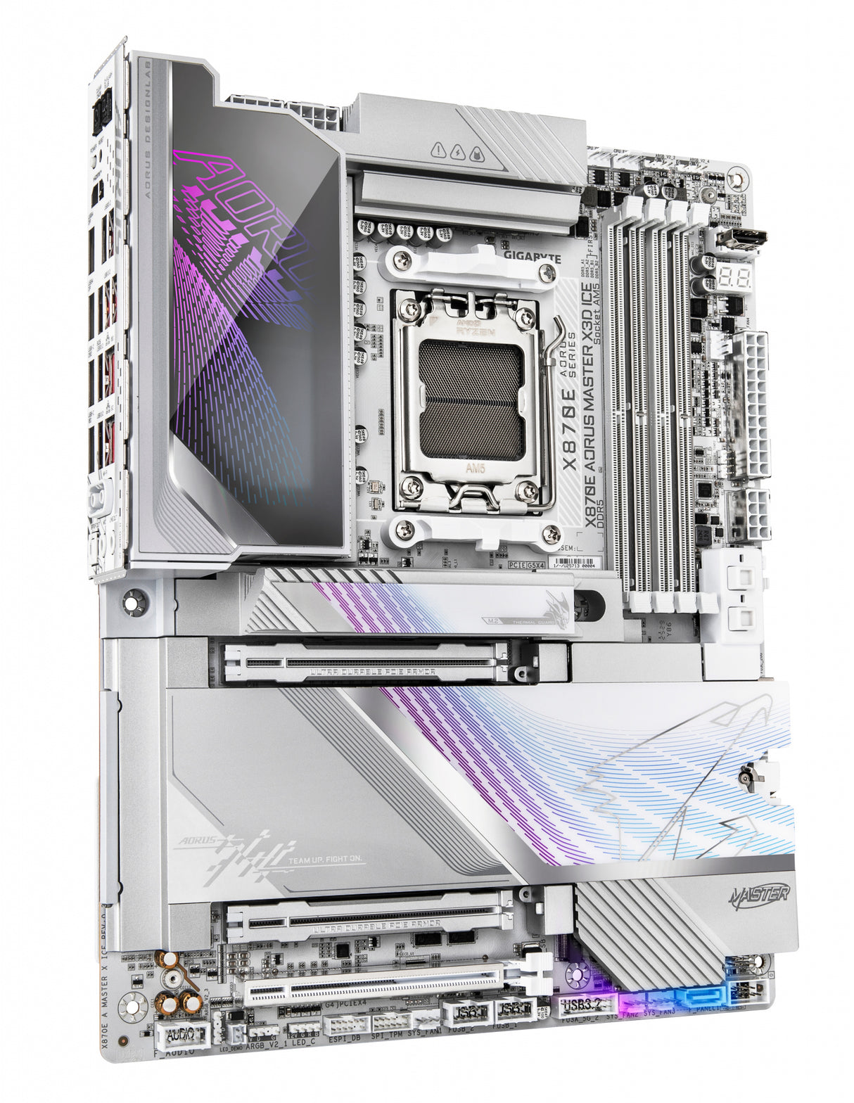 GIGABYTE X870E AORUS MASTER X3D ICE Motherboard - Supports AMD Ryzen 9000 CPUs, 18+2+2 Phases Digital VRM, up to 9000Hz DDR5 (OC), 2xPCIe 5.0 + 3xPCIe 4.0, Wi-Fi 7, 10GbE LAN, USB 4