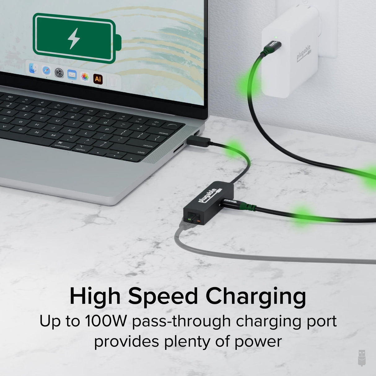 Plugable Technologies USB C to Ethernet Adapter 2.5Gb with 100W USB-C PD Charging, 2.5 Gigabit Type C USB Ethernet Adapter for Windows, MacBook, Chrome, iPad, Surface, XPS, Thunderbolt 4, USB4 (USBC-E2500PD)