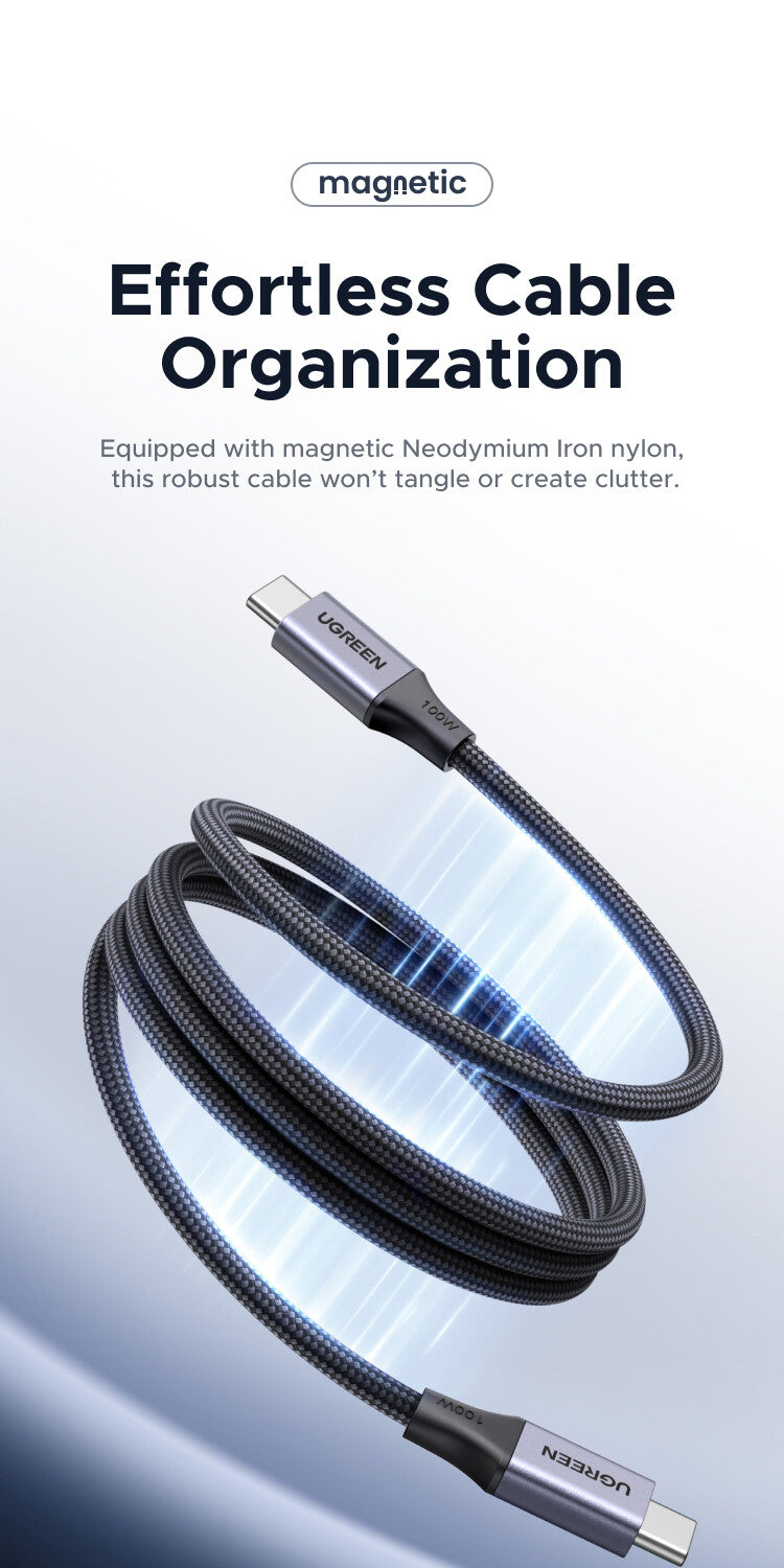 Ugreen 100W USB-C to USB-C Magnetic Charging Cable 1m