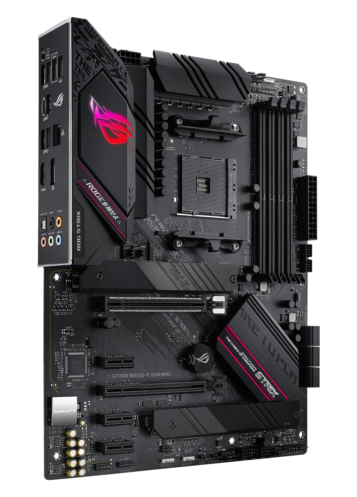Asus ROG STRIX B550-F GAMING, AMD B550, AM4, ATX, 4 DDR4, HDMI, DP, XFire, 2,5 Go LAN, éclairage RVB, M.2