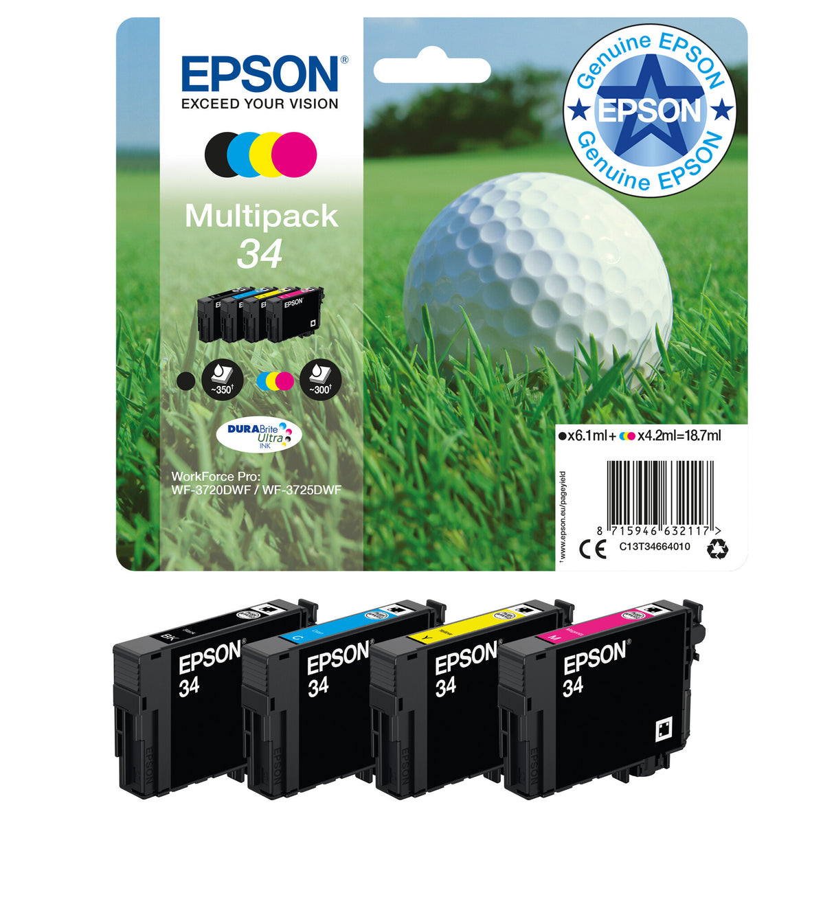 Epson Golf ball 34 DURABrite Ultra Multipack 4-colours Ink