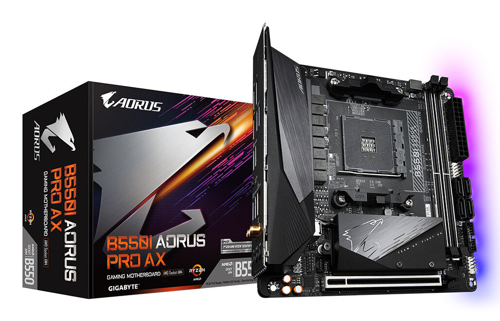 Carte mère Gigabyte B550I AORUS PRO AX AMD Socket AM4 Mini ITX double HDMI/DIsplayPort M.2 RGB USB 3.2 Type-C