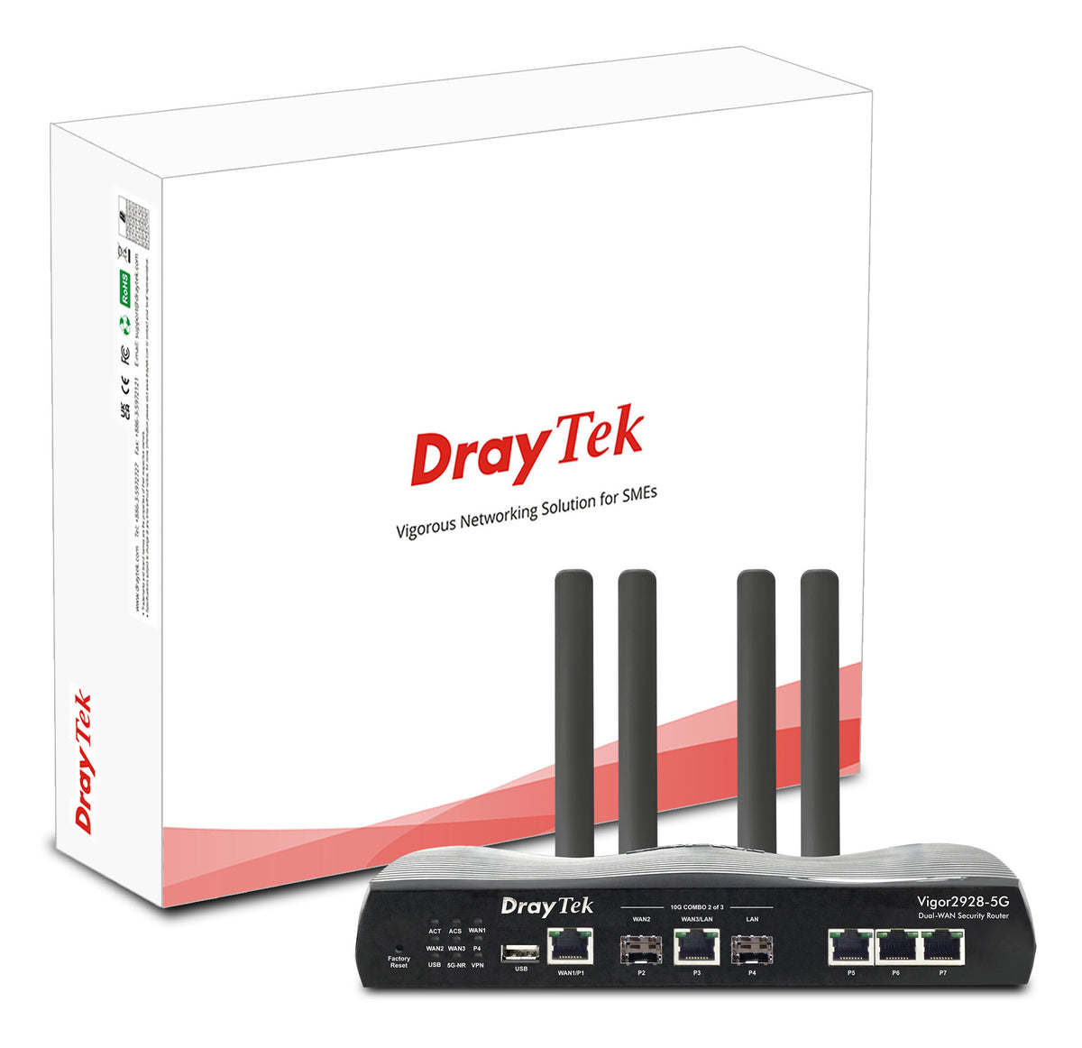 DrayTek Vigor 2928-5G High-Performance Multi-Gigabit Multi-WAN Fibre Firewall VPN Router with Integrated 5G/4G Modem